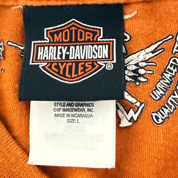 Harley Davidson Motorcycles Texas Barnet T Shirt Sz L Graphic Biker Rebel Grunge - Picture 6 of 6